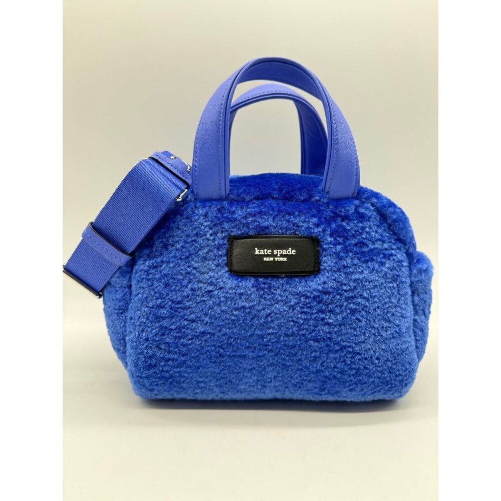 KATE SPADE NY Apres Chic faux-fur shearling small satchel crossbody bag -BLUE - Picture 9 of 16